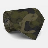 Donkergroene Camo Abstract Stropdas (Opgerold)