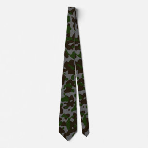 Donkergroene camouflage in bruin en grijs stropdas