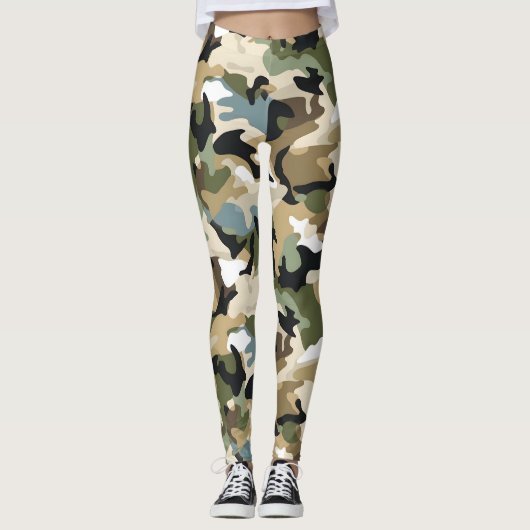 Donkergroene camouflage leggings (Voorkant)