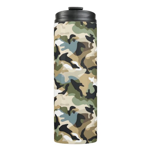 Donkergroene camouflage thermosbeker (Voorkant)