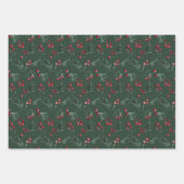 Donkergroene Christmas Waterverf Rustic Pine Bough Inpakpapier Vel (Voorkant 2)