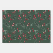 Donkergroene Christmas Waterverf Rustic Pine Bough Inpakpapier Vel (Voorkant)