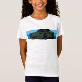 Donkergroene Corvette C6 met blauwe strepen T-shirt