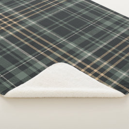 Donkergroene Crème Plaid Sherpa Deken