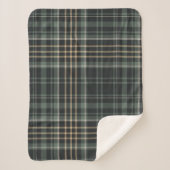 Donkergroene Crème Plaid Sherpa Deken (Voorkant)