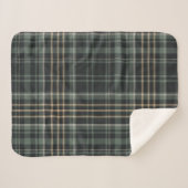 Donkergroene Crème Plaid Sherpa Deken (Voorkant (horizontaal))