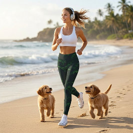 Donkergroene dennen tak leggings