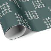 Donkergroene dennencontrole blokprint cadeaupapier (Rol Hoek)