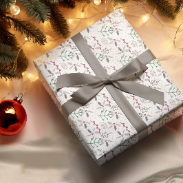 Donkergroene dennennaalden Rode hulstbessen Patroo Cadeaupapier
