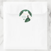 Donkergroene Donkere Huid Prinses Sweet Sixteen Ronde Sticker (Tas)