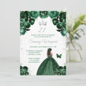 Donkergroene Donkere Huid Prinses Verjaardagsfeest Kaart (Staand voorkant)