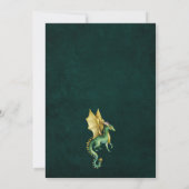 Donkergroene draak gouden verjaardag kaart (Achterkant)
