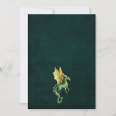 Donkergroene draak met gouden ei baby shower kaart (Achterkant)