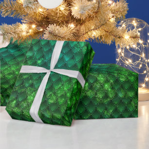 Donkergroene draakschubben cadeaupapier