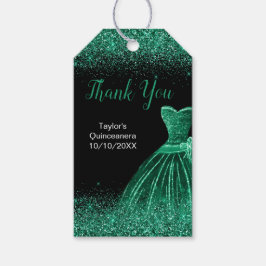 Donkergroene dress Faux Glitter Quinceanera Cadeaulabel