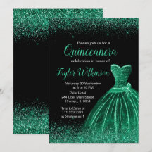 Donkergroene dress Faux Glitter Quinceanera