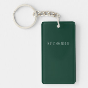 Donkergroene effen elegante casual eigen naam sleutelhanger