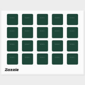 Donkergroene effen elegante casual eigen naam vierkante sticker (Vel)