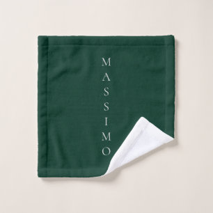 Donkergroene effen elegante casual eigen naam washandje