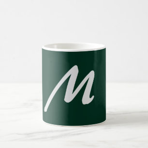 Donkergroene effen elegante moderne eigen naam mon koffiemok