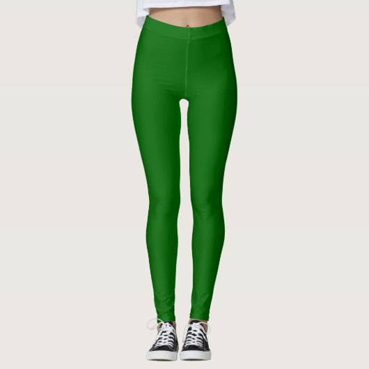 Donkergroene effen kleur leggings (Voorkant)