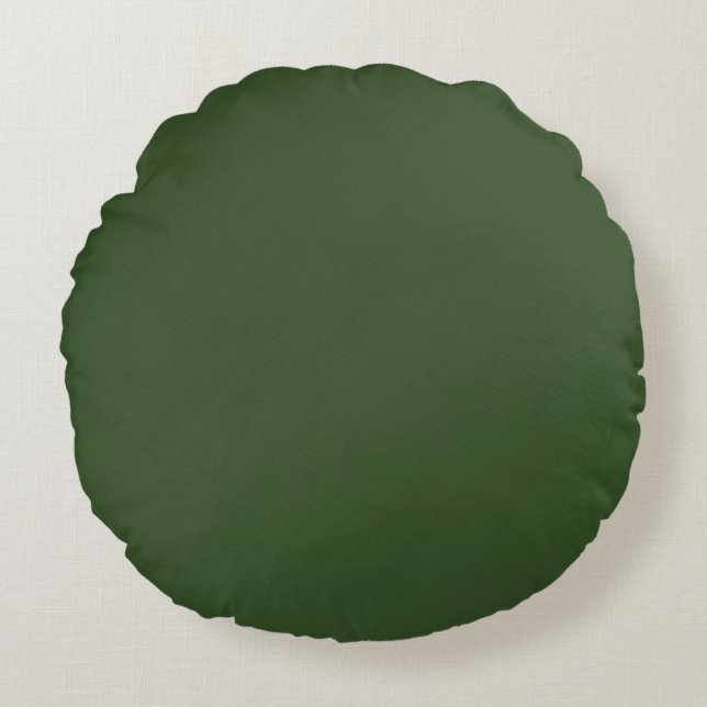 Donkergroene effen kleur mos rond kussen (Voorkant)