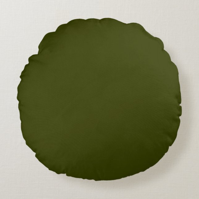 Donkergroene effen kleur rond kussen (Voorkant)