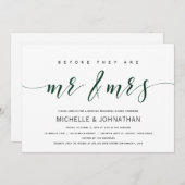 Donkergroene Elegant Wedding Rehearsal Dinner Kaart (Voorkant / Achterkant)