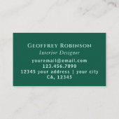 Donkergroene elegante Abstracte interieurontwerper Visitekaartje (Achterkant)