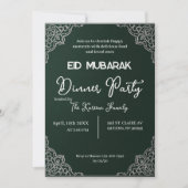 Donkergroene elegante EID MUBARAK uitnodiging (Voorkant)