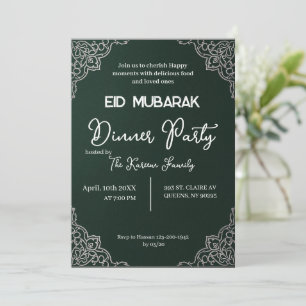 Donkergroene elegante EID MUBARAK uitnodiging