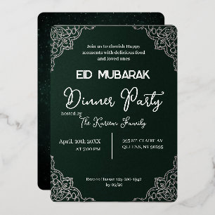 Donkergroene elegante EID MUBARAK uitnodiging