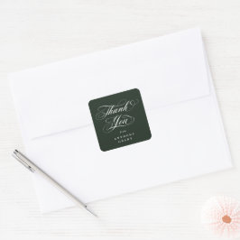 Donkergroene Elegante Script Afstudeer Dankjewel Vierkante Sticker