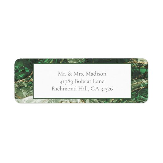 Donkergroene Emerald Edelsteen Retour Adreslabels Etiket (Voorkant)