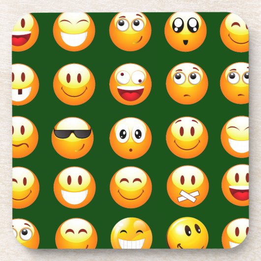 donkergroene emoji bier onderzetter (Voorkant)
