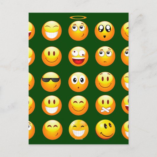 donkergroene emoji briefkaart (Voorkant)