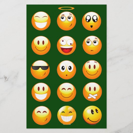 donkergroene emoji briefpapier (Voorkant)