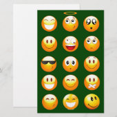 donkergroene emoji briefpapier (Voorkant / Achterkant)