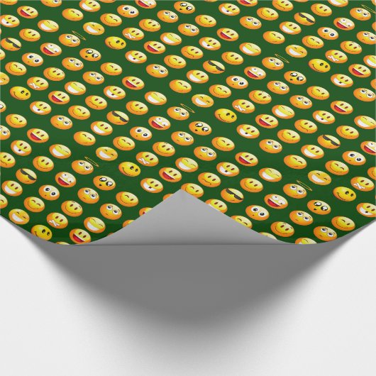 donkergroene emoji cadeaupapier (Hoek)