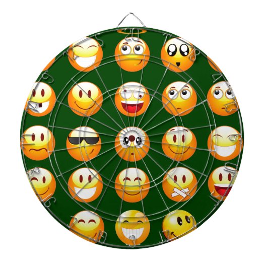 donkergroene emoji dartbord (Voorkant)