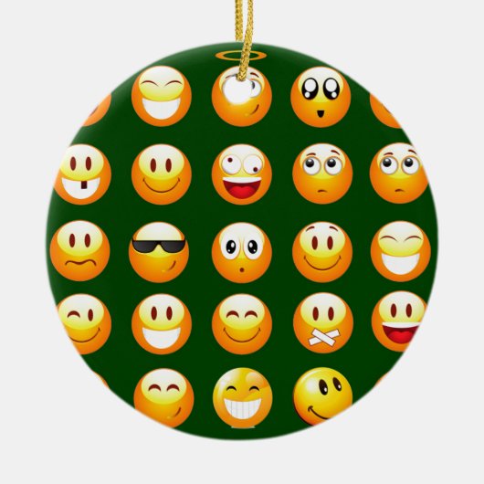 donkergroene emoji keramisch ornament (Voorkant)