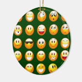 donkergroene emoji keramisch ornament (Links)