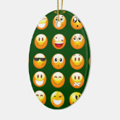 donkergroene emoji keramisch ornament (Links)