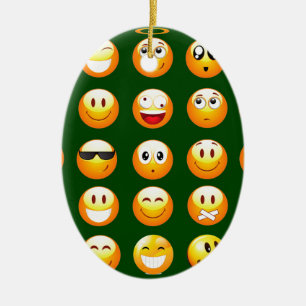 donkergroene emoji keramisch ornament
