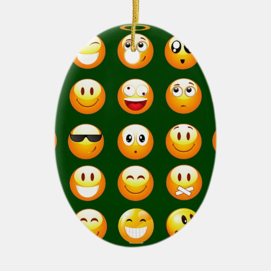 donkergroene emoji keramisch ornament (Voorkant)
