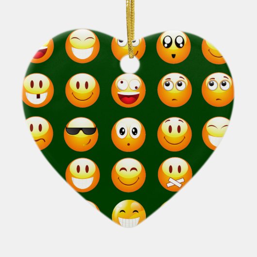 donkergroene emoji keramisch ornament (Voorkant)