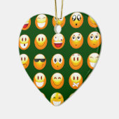 donkergroene emoji keramisch ornament (Links)