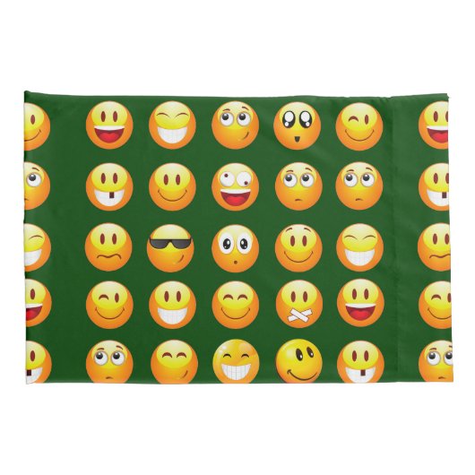 donkergroene emoji kussen hoesjes kussensloop (Achterkant-Rechts)