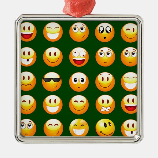 donkergroene emoji metalen ornament (Voorkant)