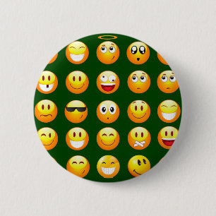 donkergroene emoji ronde button 5,7 cm